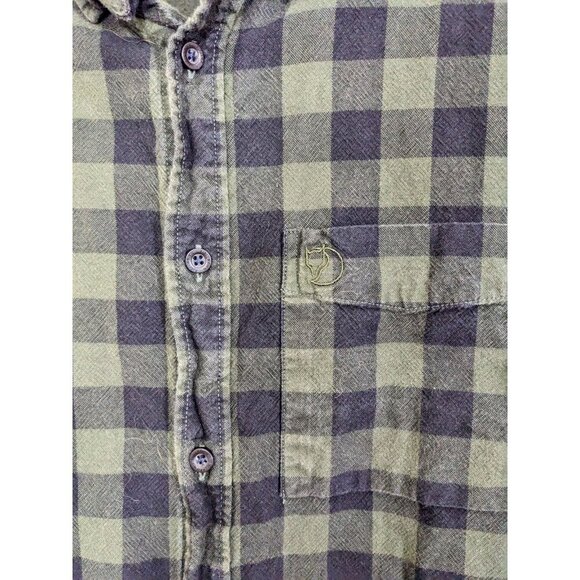 Fjall Raven Shirt Mens L Green Black Ovik Check Durable Hiking Outdoors 81883 - Picture 3 of 6